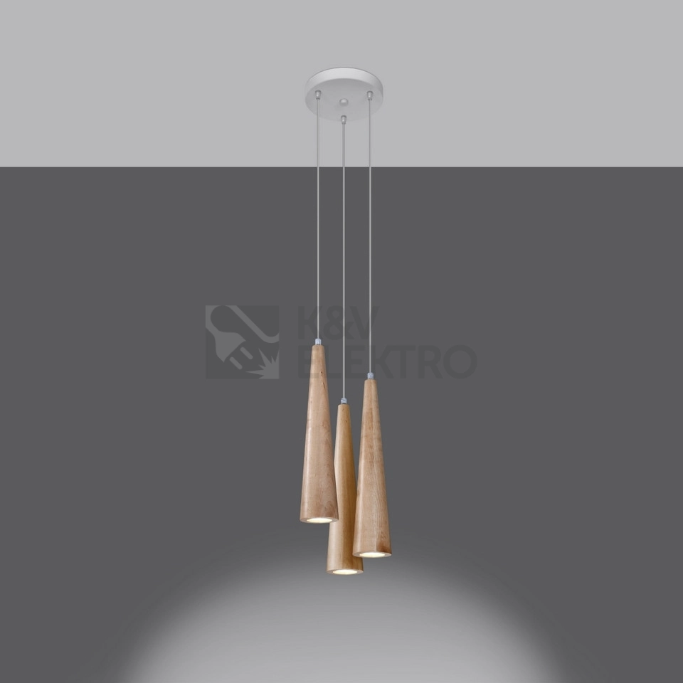Obrázek produktu Závěsné svítidlo SOLLUX SULA 3P přírodní dřevo GU10 3x40W bez žárovky SL.1101 2