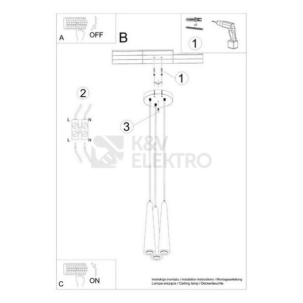 Obrázek produktu Závěsné svítidlo SOLLUX SULA 3P přírodní dřevo GU10 3x40W bez žárovky SL.1101 4