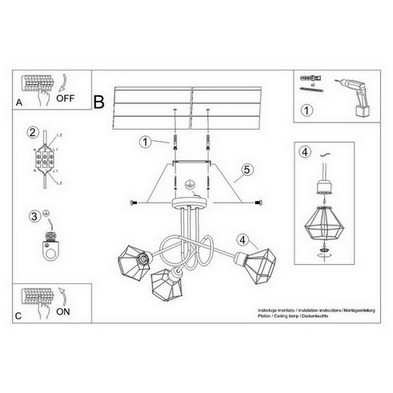 Lustr SOLLUX ARTEMIS 3S černý E14 3x40W bez žárovky SL.1109