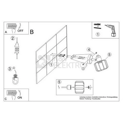 Obrázek produktu Nástěnné svítidlo SOLLUX BELUCI 1 černé E14 1x40W bez žárovky SL.1114 5