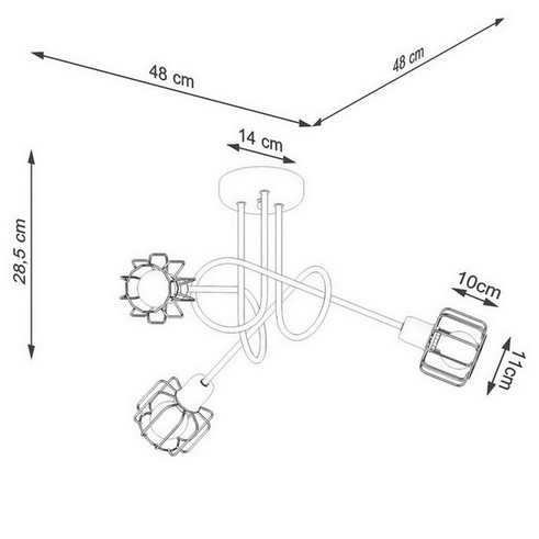Lustr SOLLUX BELUCI 3S černý E14 3x40W bez žárovky SL.1118 (obrázek 6)