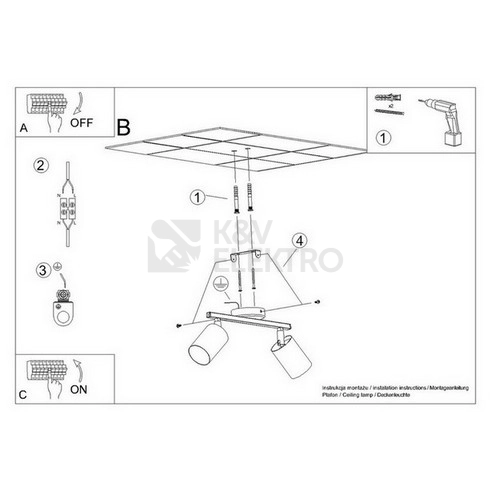 Obrázek produktu Stropní svítidlo SOLLUX LEMMI 2 černé GU10 2x40W bez žárovky SL.1127 5