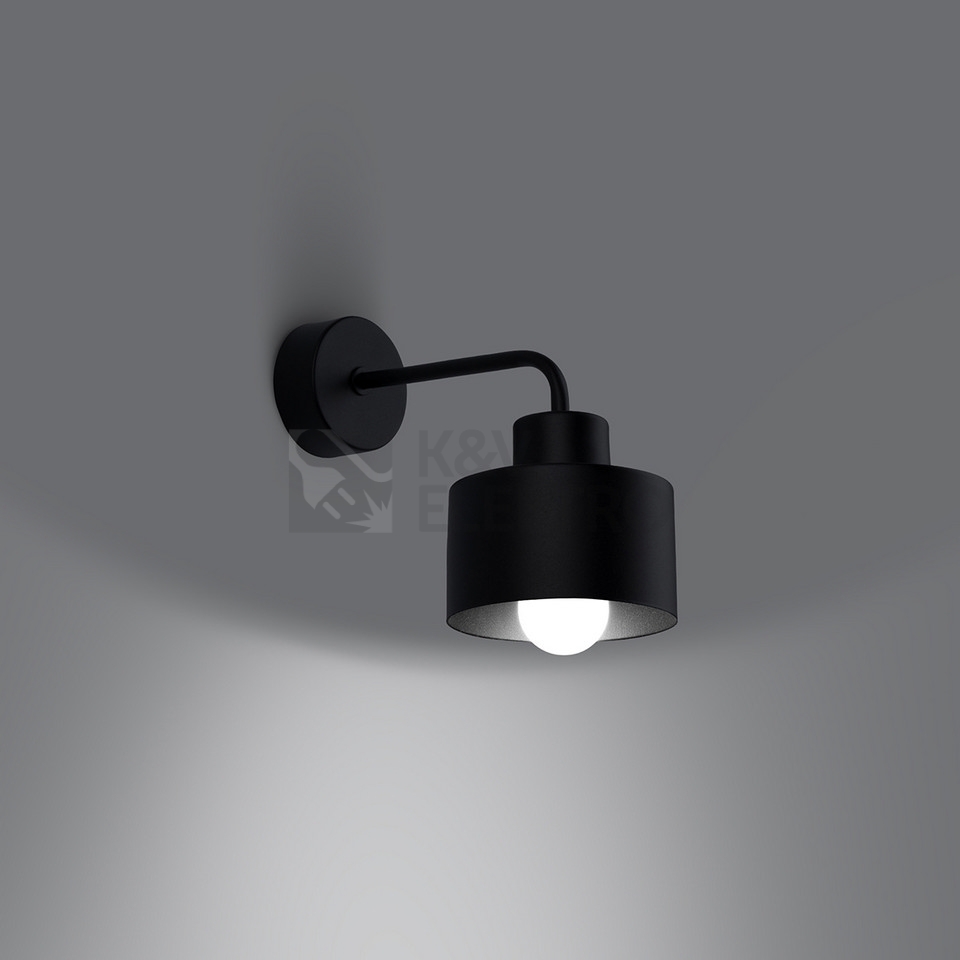 Obrázek produktu Nástěnné svítidlo SOLLUX SAVAR 1 černé E27 1x60W bez žárovky SL.1129 2