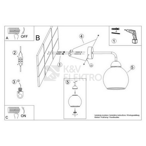 Obrázek produktu Nástěnné svítidlo SOLLUX ALINO 1 černé E27 1x60W bez žárovky SL.1139 5