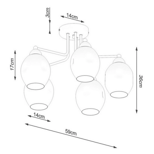 Lustr SOLLUX FILLAN 5 černý E27 5x60W bez žárovky SL.1145 (obrázek 5)