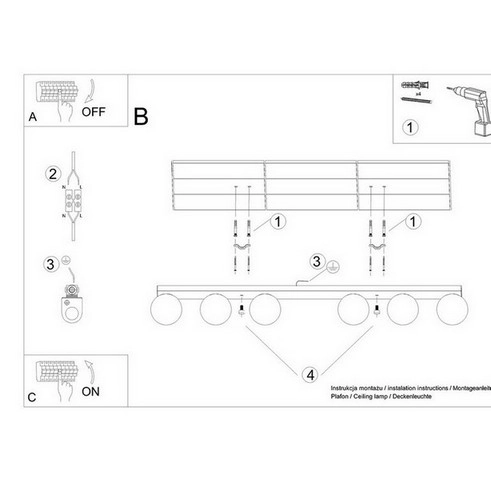 Stropní svítidlo SOLLUX YOLI 6 černé G9 6x12W bez žárovky SL.1155 (obrázek 6)