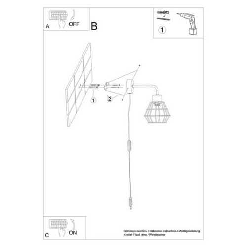 Nástěnné svítidlo SOLLUX SUBA černé E27 1x15W bez žárovky SL.1164 (obrázek 2)