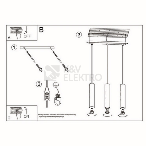 Obrázek produktu Závěsná lampa SOLLUX LAGOS 3 leštěné zlato GU10 3x10W bez žárovky SL.1201 5