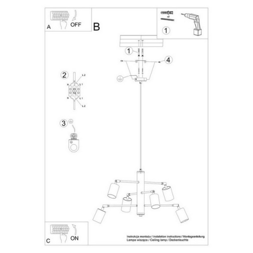 Lustr SOLLUX LEMMI 6 černý GU10 6x10W bez žárovky SL.1207