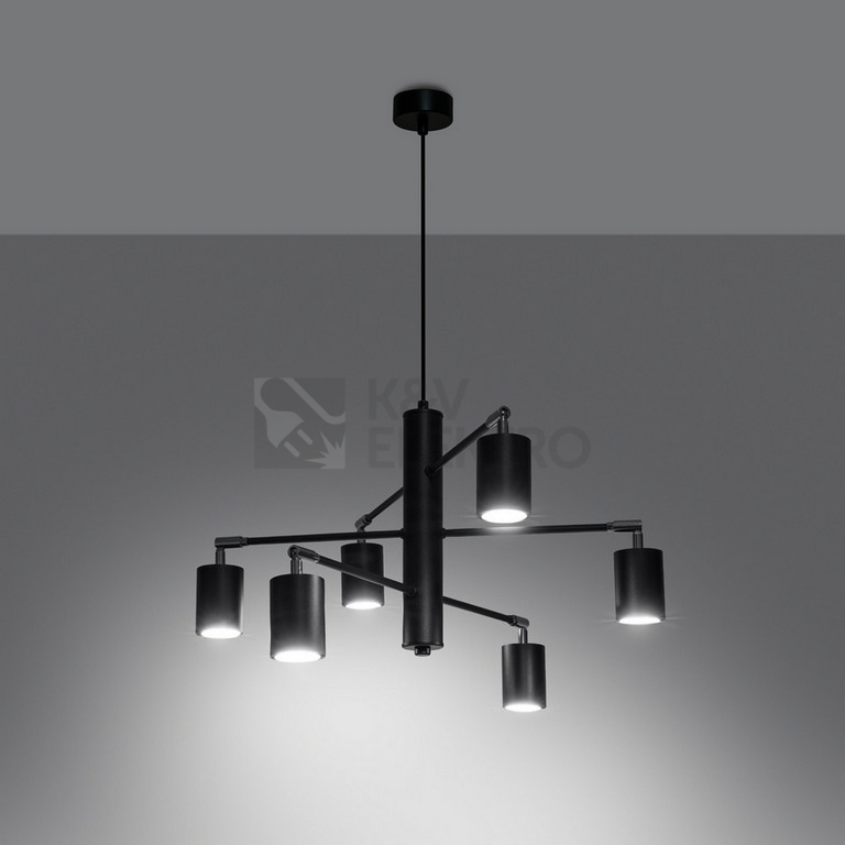 Obrázek produktu Lustr SOLLUX LEMMI 6 černý GU10 6x10W bez žárovky SL.1207 2
