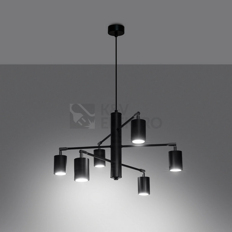 Obrázek produktu Lustr SOLLUX LEMMI 6 černý GU10 6x10W bez žárovky SL.1207 2