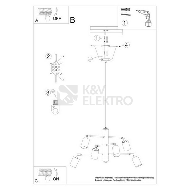 Obrázek produktu Lustr SOLLUX LEMMI 6 černý GU10 6x10W bez žárovky SL.1207 5