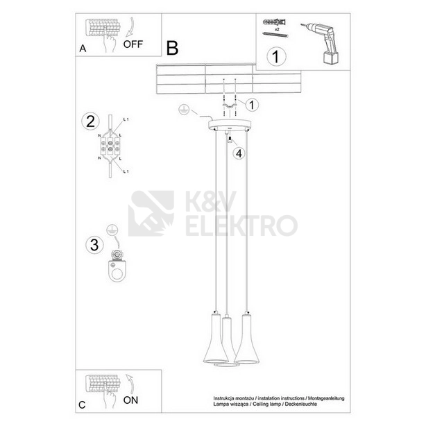 Obrázek produktu Závěsné svítidlo SOLLUX REA 3P beton E14 3x12W bez žárovky SL.1226 5