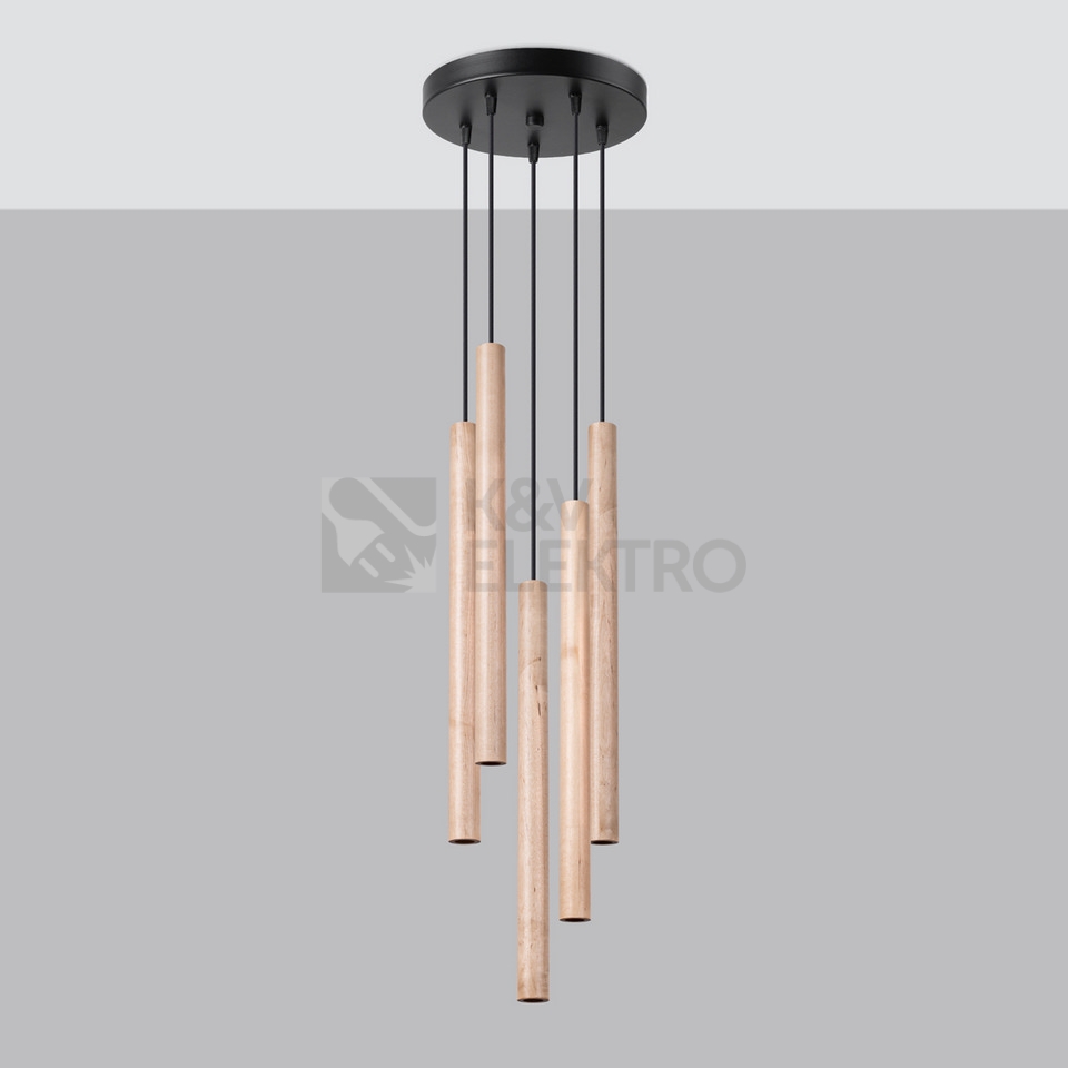 Obrázek produktu Závěsné svítidlo SOLLUX PASTELO 5P dřevo G9 5x8W bez žárovky SL.1270 1