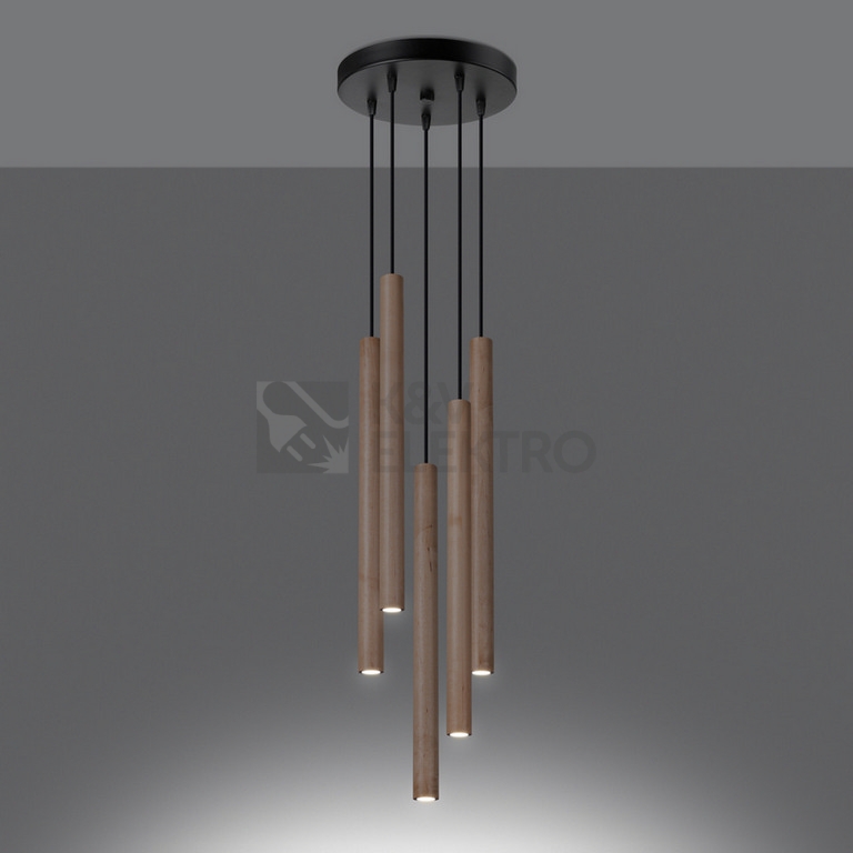 Obrázek produktu Závěsné svítidlo SOLLUX PASTELO 5P dřevo G9 5x8W bez žárovky SL.1270 2