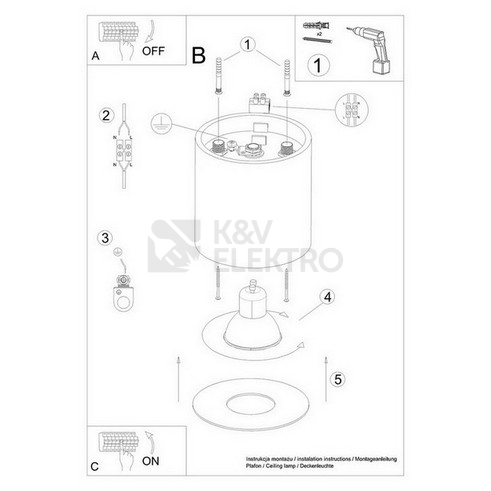 Obrázek produktu Stropní svítidlo SOLLUX MIKA bílé GU10 1x10W bez žárovky SL.1280 5