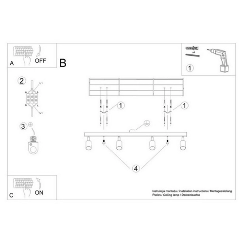 Stropní svítidlo SOLLUX VERDO 4 bílé GU10 4x10W bez žárovky SL.1289 (obrázek 7)