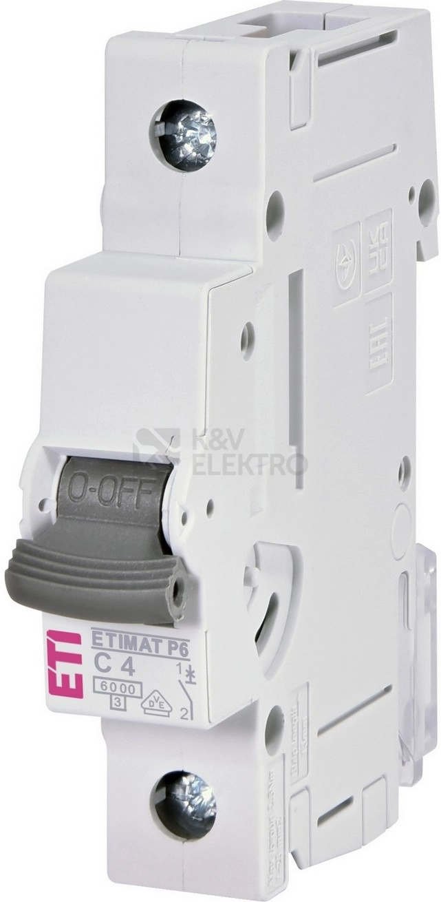 Obrázek produktu Jistič ETI ETIMAT P6 1p C4 4A 6kA 001900026 0