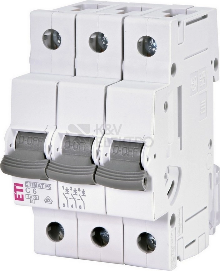 Obrázek produktu Jistič ETI ETIMAT P6 3p C6 6A 6kA 001900327 0