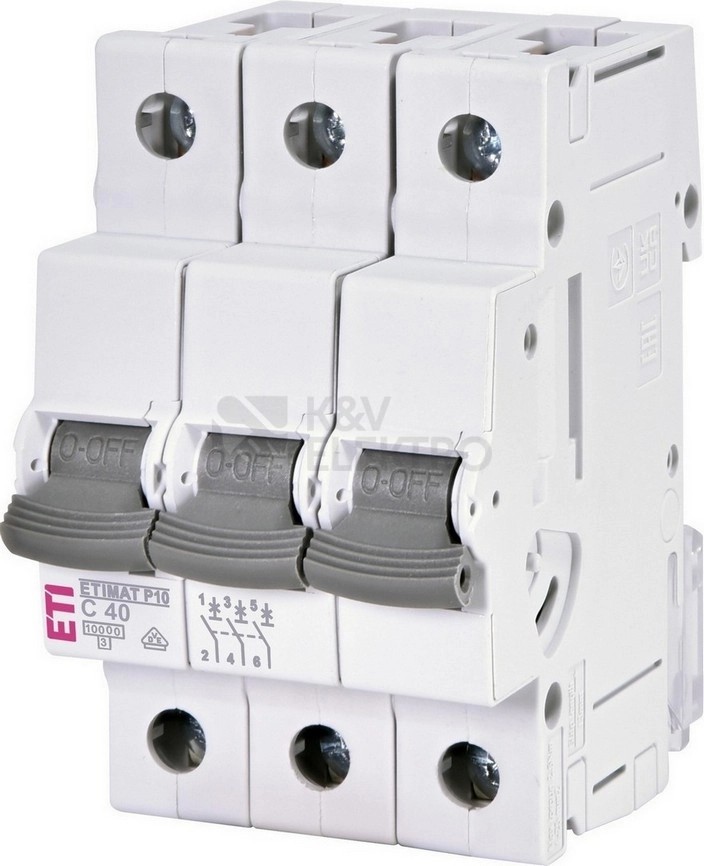 Obrázek produktu Jistič ETI ETIMAT P10 3p C40 40A 10kA 001901334 0