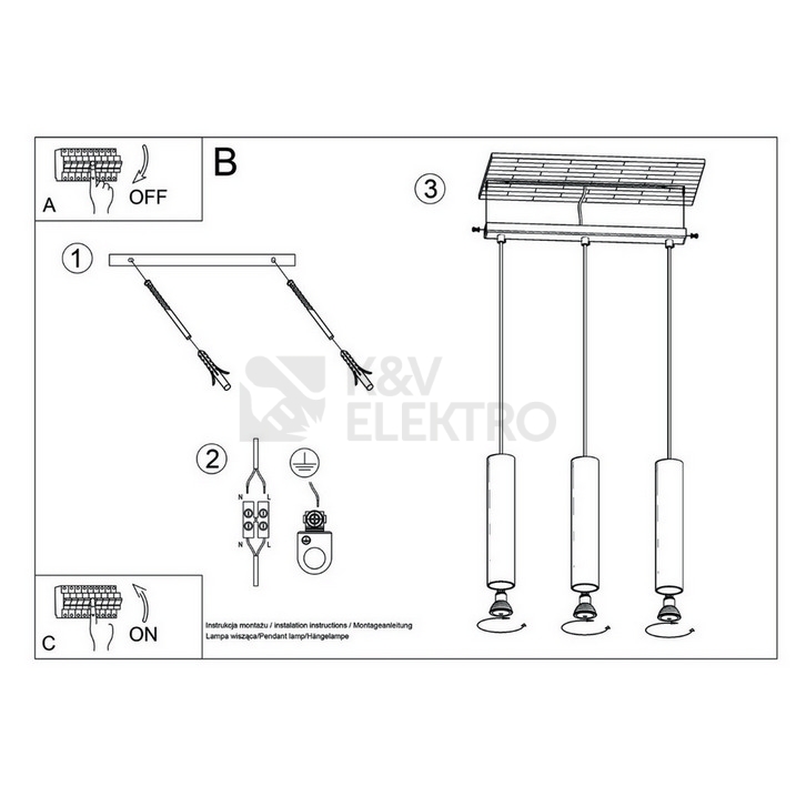 Obrázek produktu Závěsné svítidlo SOLLUX LAGOS 3L krémová GU10 3x10W bez žárovek SL.1481 9