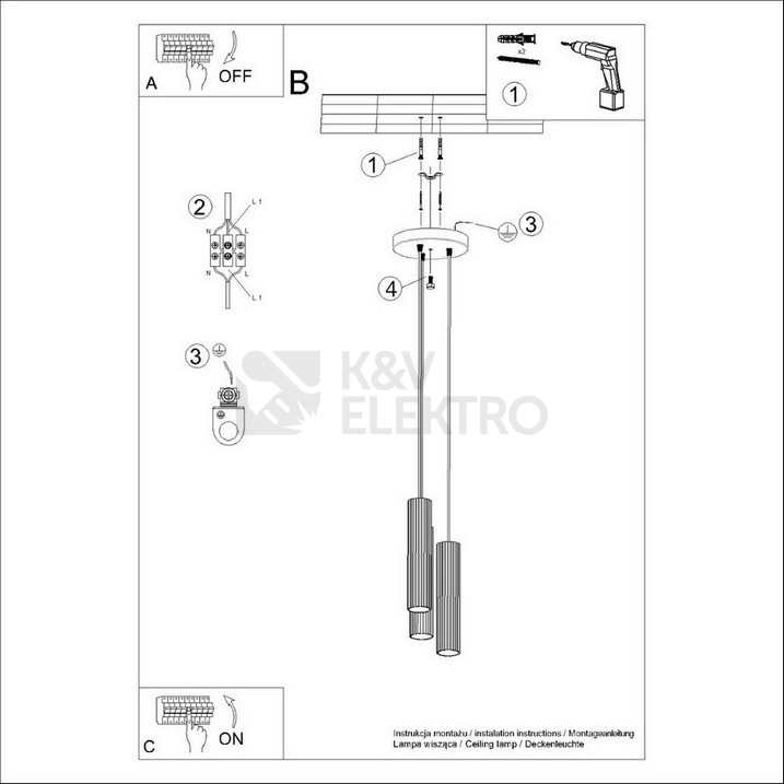 Obrázek produktu Závěsné svítidlo SOLLUX KARBON 3P bílá GU10 3x10W bez žárovek SL.1538 2