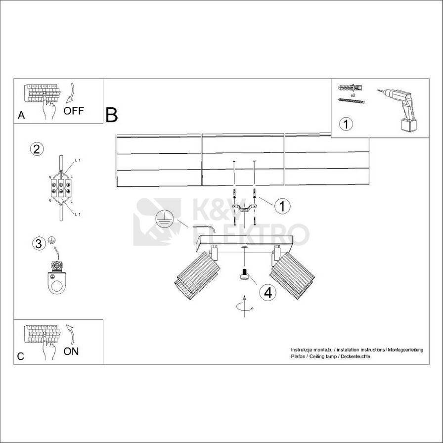 Obrázek produktu Stropní svítidlo SOLLUX KARBON 4 zlaté GU10 4x10W bez žárovek SL.1564 1