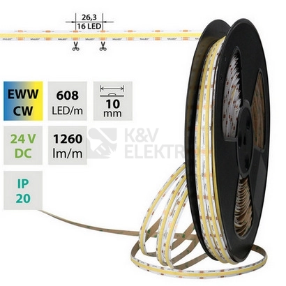 Obrázek produktu CCT LED pásek McLED 24V COB teplá+studená bílá 608LED/m 14W/m CRI90 10mm ML-127.641.90.2 0
