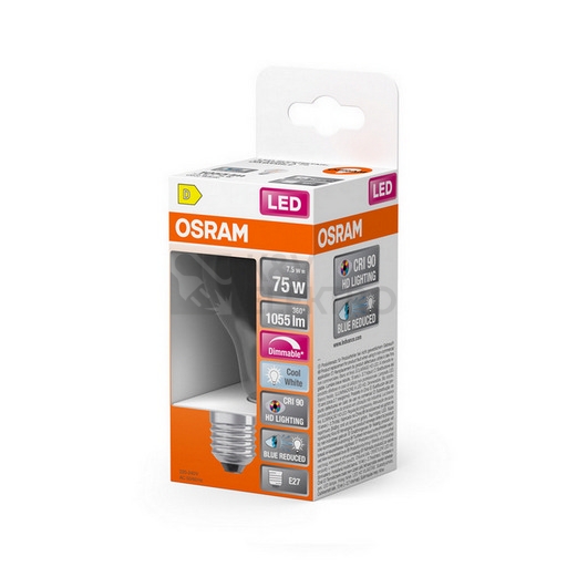 Obrázek produktu LED žárovka E27 OSRAM Filament CLA FIL 7,5W (75W) neutrální bílá (4000K) stmívatelná 1
