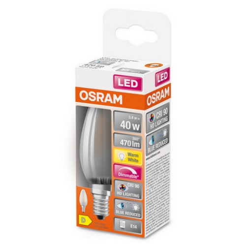 LED žárovka E14 OSRAM 3,4W (40W) teplá bílá (2700K) stmívatelná svíčka