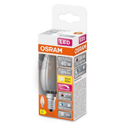 Obrázek produktu LED žárovka E14 OSRAM 3,4 (40W) teplá bílá (2700K) stmívatelná svíčka 1