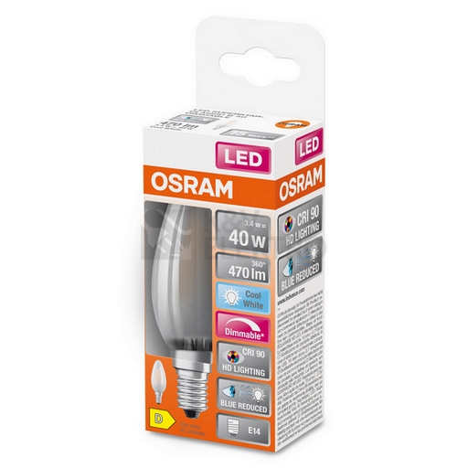 Obrázek produktu LED žárovka E14 OSRAM 3,4W (40W) neutrální bílá (4000K) stmívatelná svíčka 1