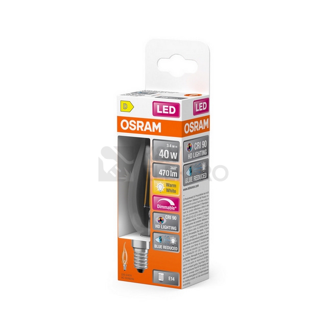 Obrázek produktu LED žárovka E14 OSRAM Filament 3,4 (40W) teplá bílá (2700K) stmívatelná 1