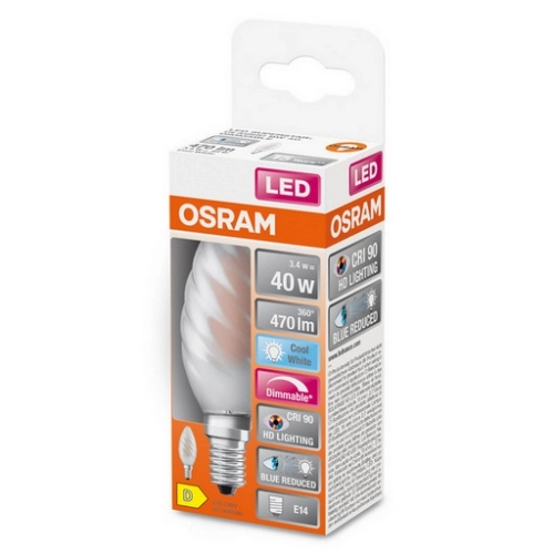 LED žárovka E14 OSRAM 3,4W (40W) neutrální bílá (4000K) stmívatelná vroubkovaná svíčka (obrázek 4)