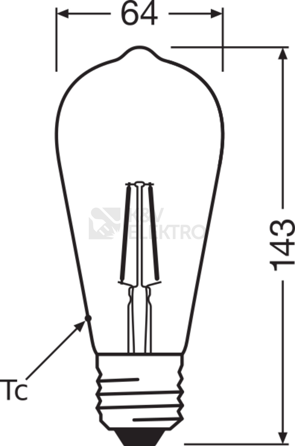 Obrázek produktu LED žárovka E27 OSRAM Edison Filament 5,8W (60W) neutrální bílá (4000K) stmívatelná 4