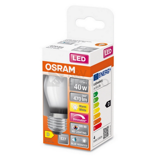 Obrázek produktu LED žárovka E27 OSRAM CLP 3,4W (40W) teplá bílá (2700K) stmívatelná 1