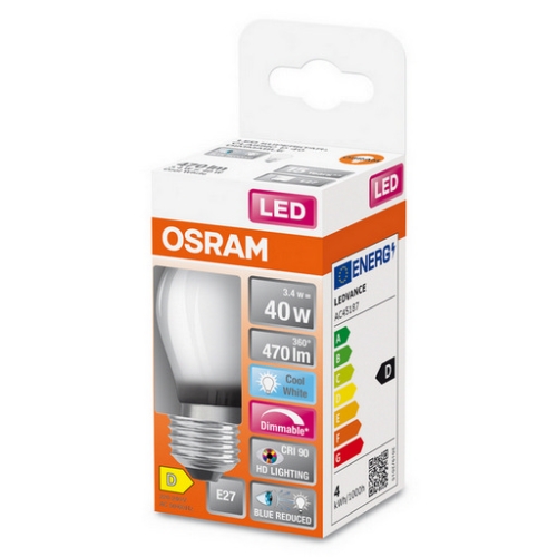 LED žárovka E27 OSRAM 3,4W (40W) neutrální bílá (4000K) stmívatelná
