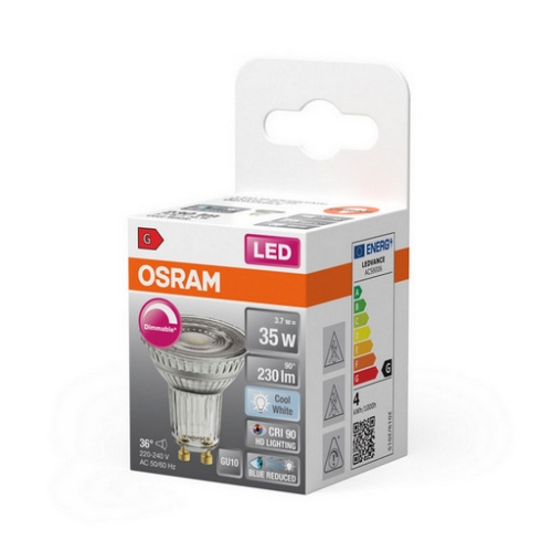 LED žárovka GU10 PAR16 OSRAM 3,7W (35W) neutrální bílá (4000K) reflektor 36° stmívatelná