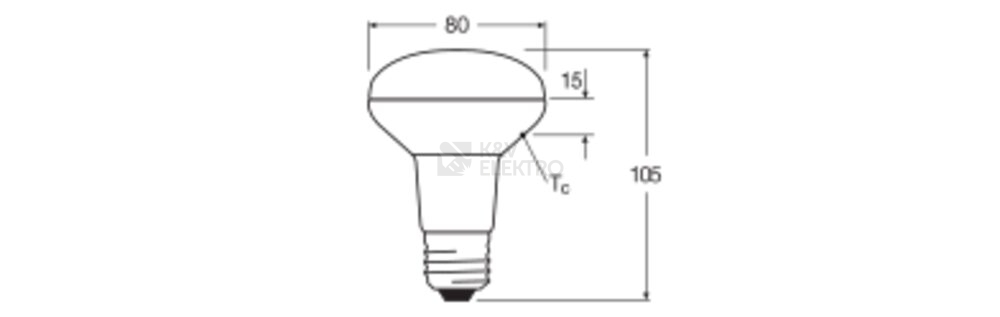Obrázek produktu LED žárovka E27 OSRAM R80 4,9W (60W) teplá bílá (2700K) stmívatelná, reflektor 36° 4
