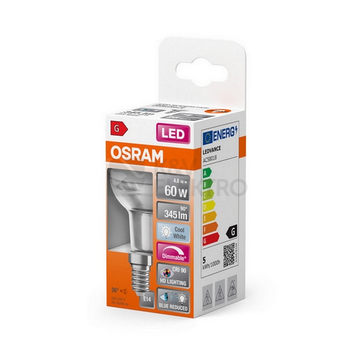 Obrázek produktu LED žárovka E14 Osram R50 4,8W (60W) neutrální bílá (4000K) stmívatelná, reflektor 36° 1