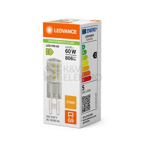 Obrázek produktu LED žárovka G9 LEDVANCE 4,9W (60W) teplá bílá (2700K) 1