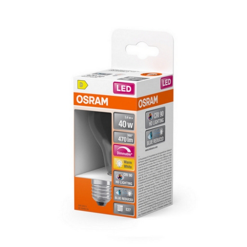 LED žárovka E27 OSRAM CLA Filament 3,4W (40W) teplá bílá (2700K) stmívatelná