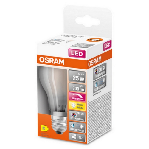 LED žárovka E27 OSRAM CLA 2,2W (25W) teplá bílá (2700K) stmívatelná