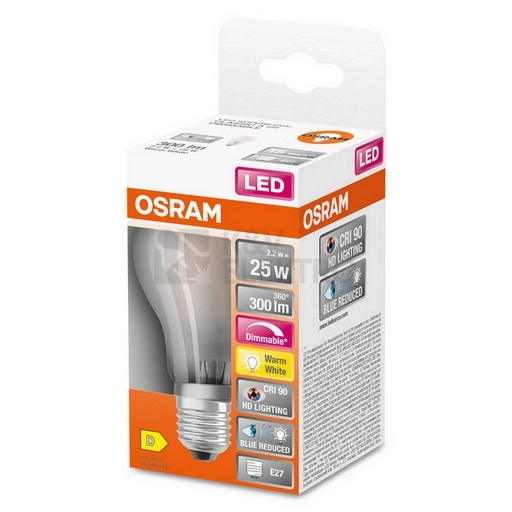 Obrázek produktu LED žárovka E27 OSRAM CLA 2,2W (25W) teplá bílá (2700K) stmívatelná 1