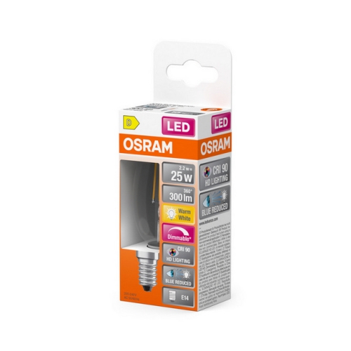 LED žárovka E14 OSRAM Filament 2,2W (25W) teplá bílá (2700K) stmívatelná svíčka