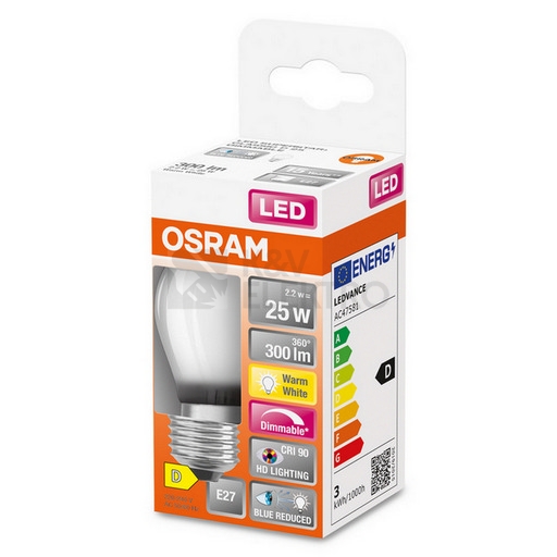 Obrázek produktu LED žárovka E27 OSRAM CLP 2,2W (25W) teplá bílá (2700K) stmívatelná 1