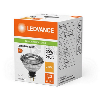 Obrázek produktu LED žárovka GU5,3 MR16 LEDVANCE 2,1W (20W) teplá bílá (2700K), reflektor 12V 36° 1