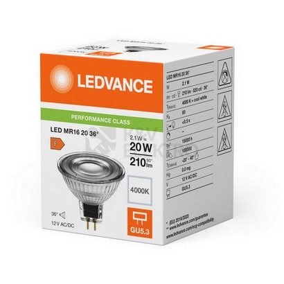 Obrázek produktu LED žárovka GU5,3 MR16 LEDVANCE 2,1W (20W) neutrální bílá (4000K), reflektor 12V 36° 1