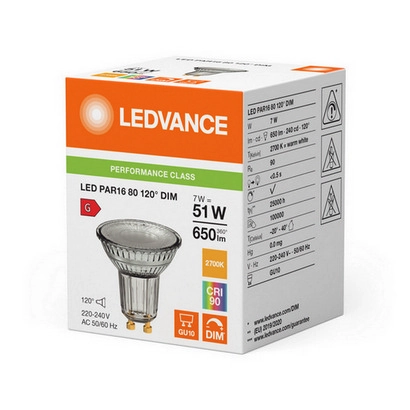 LED žárovka GU10 PAR16 LEDVANCE PARATHOM 7W (50W) teplá bílá (2700K) stmívatelná, reflektor 120° (obrázek 3)