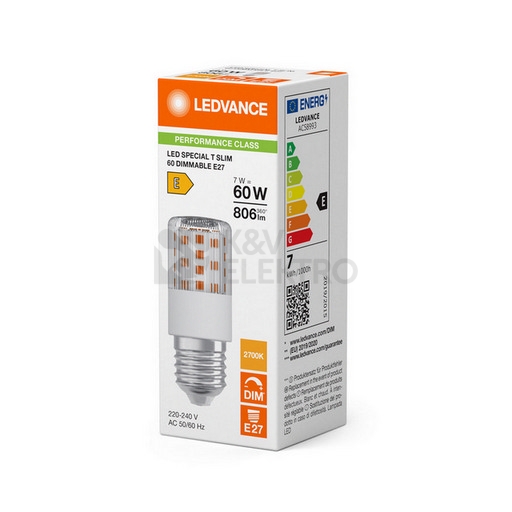 Obrázek produktu LED žárovka E27 LEDVANCE SPECIAL T SLIM 7W (60W) teplá bílá (2700K) stmívatelná 1